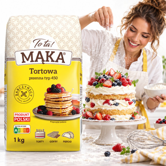 TOTA MĄKA PSZENNA TORTOWA TYP 450 TORTY BISZKOPTY CIASTA WYPIEKI 1KG