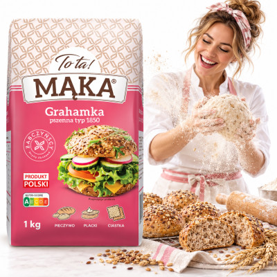 TOTA MĄKA PSZENNA GRAHAM GRAHAMKA typ 1850 NA CHLEB pieczywo Tota! 1KG