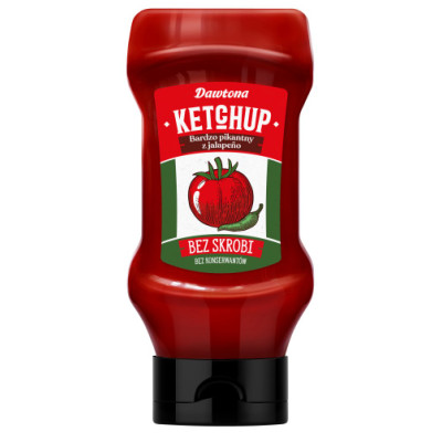 KETCHUP BARDZO PIKANTNY Z JALAPENO 100% CZYSTY SKŁAD Butelka 450g DAWTONA