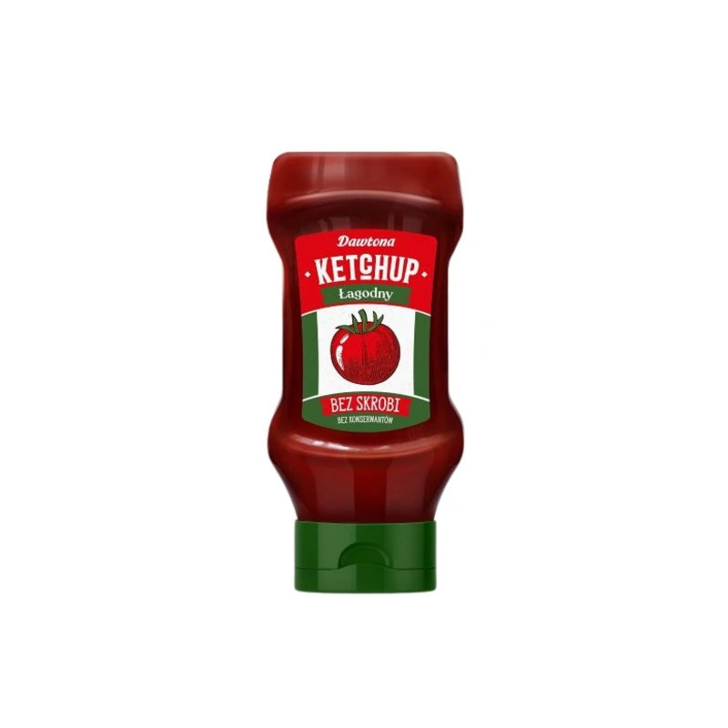 KETCHUP ŁAGODNY 100% CZYSTY SKŁAD bez konserwantów Butelka 450g DAWTONA
