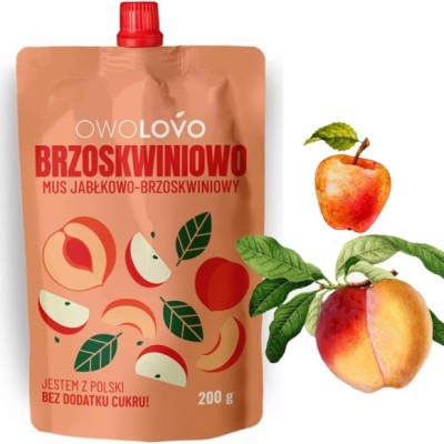 OWOLOVO BRZOSKWINIOWO mus BRZOSKWINIOWY owocowy bez dodatku