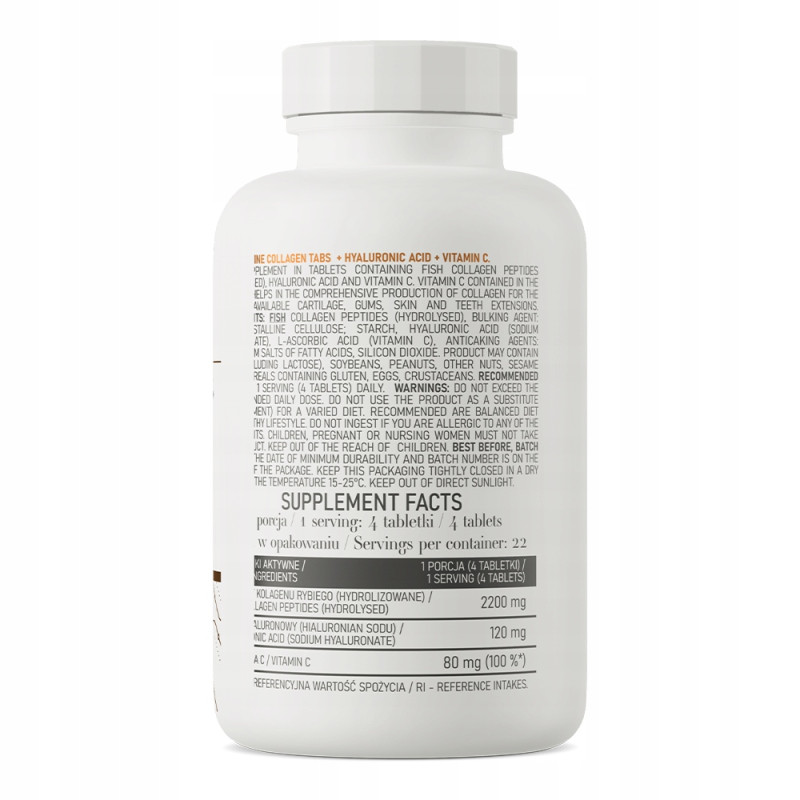 OstroVit KOLAGEN MORSKI 2200mg + KWAS HIALURONOWY + WITAMINA C 90 tabletek