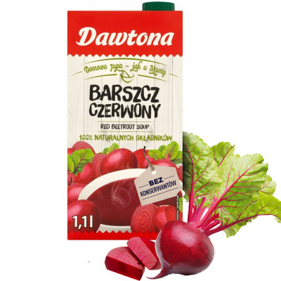 ZUPA BARSZCZ CZERWONY gotowe danie 1100ml 1,1L KARTON w kartonie DAWTONA