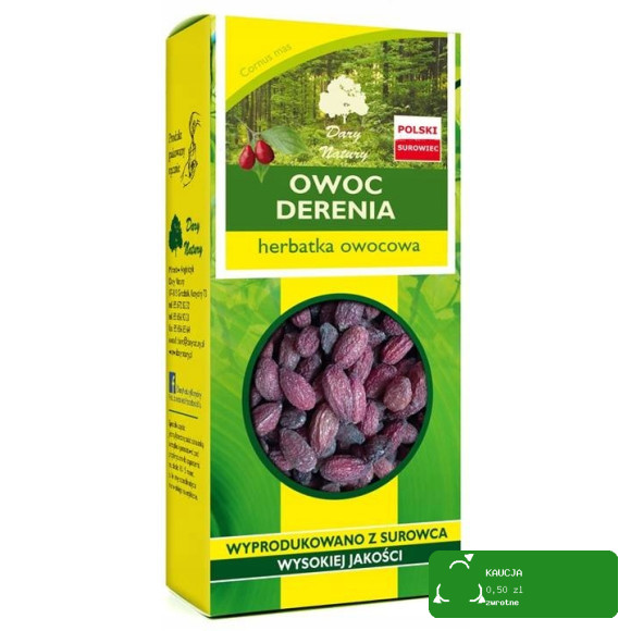 DEREŃ OWOC DERENIA suszony 100g DARY NATURY witaminy i minerały NA NALEWKI