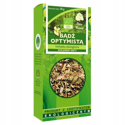 Dary Natury BĄDŹ OPTYMISTĄ herbata eko 50g wsparcie ZASYPIANIE SAMOPOCZUCIE