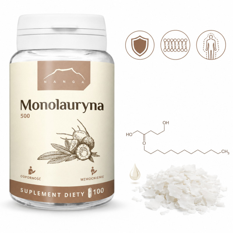 NANGA MONOLAURYNA 500mg 100kaps wsparcie: WIRUSY BAKTERIE GRZYBY ODPORNOŚĆ