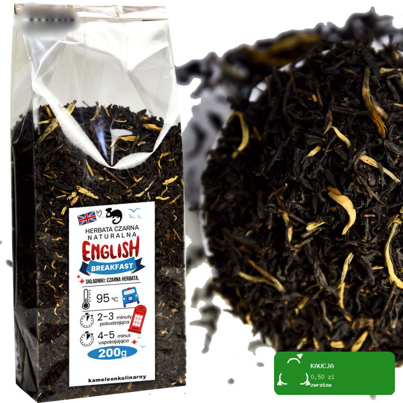 KAMELEON KULINARNY HERBATA CZARNA naturalna ENGLISH BREAKFAST liściasta 200g duże opakowanie