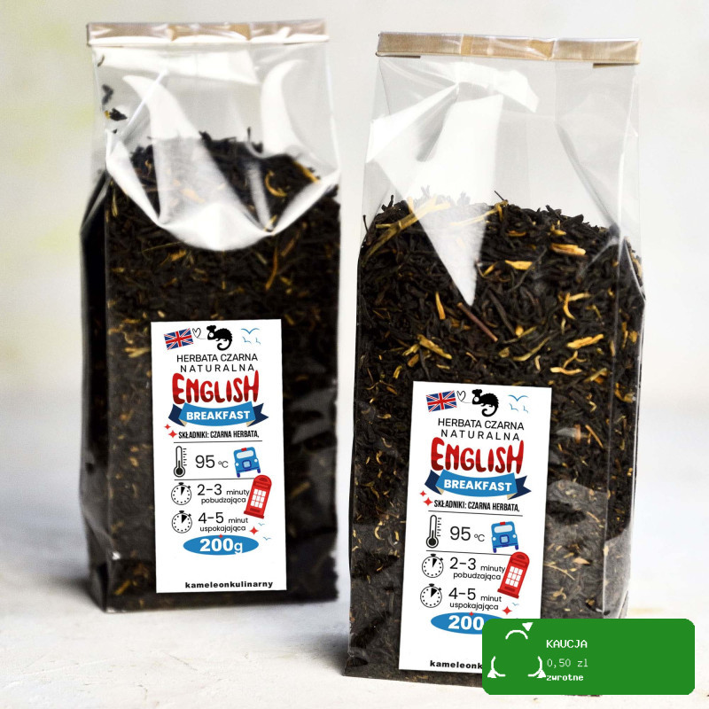 KAMELEON KULINARNY HERBATA CZARNA naturalna ENGLISH BREAKFAST liściasta 200g duże opakowanie