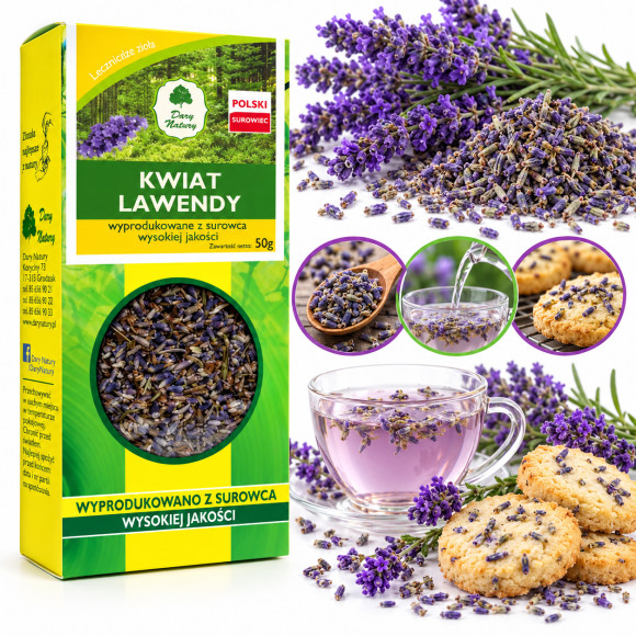LAWENDA KWIAT suszone kwiaty LAWENDY susz 50g NA SEN MOLE DO HERBATY DESERU
