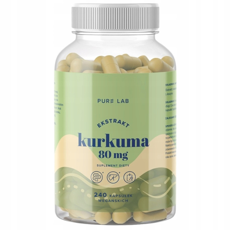 KURKUMA 80mg 240 kapsułek na 6 m-cy AURA HERBALS PURE LAB KRÓTKA DATA 18.01