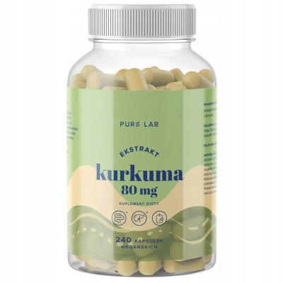 KURKUMA 80mg 240 kapsułek na 6 m-cy AURA HERBALS PURE LAB KRÓTKA DATA 18.01