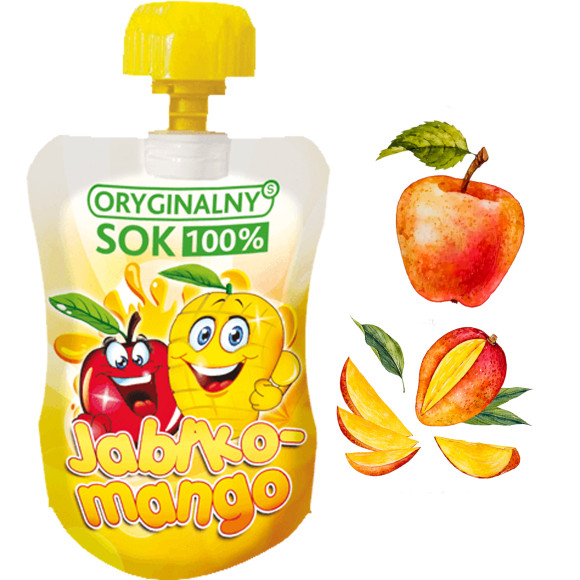 ORYGINALNY SOK MUS OWOCOWY BEZ CUKRUJabłko Mango +Wit. C 110ml KRÓKA DATA