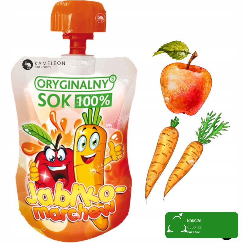 ORYGINALNY SOK MUS OWOCOWY BEZ CUKRU Jabłko Marchew + Wit. C 110ml x12 1,3L