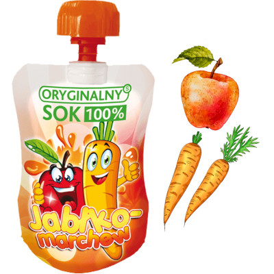 ORYGINALNY SOK MUS OWOCOWY BEZ CUKRU Jabłko Marchew+Wit. C110ml KRÓTKA DATA