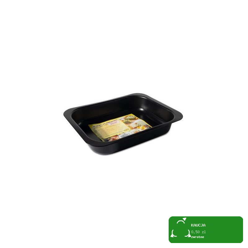 FORMA BLACHA DO PIECZENIA prostokąt duża solidna 29x22x6cm CZARNA TŁOCZONA