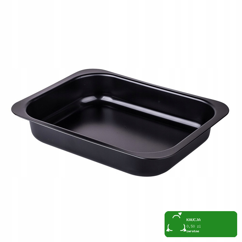 FORMA BLACHA DO PIECZENIA prostokąt duża solidna 29x22x6cm CZARNA TŁOCZONA