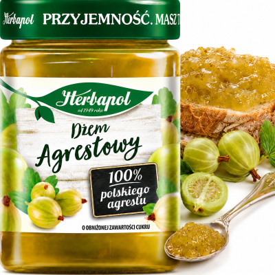 HERBAPOL DŻEM AGRESTOWY AGREST o obniżonej zawartości cukru 280g 0,28KG
