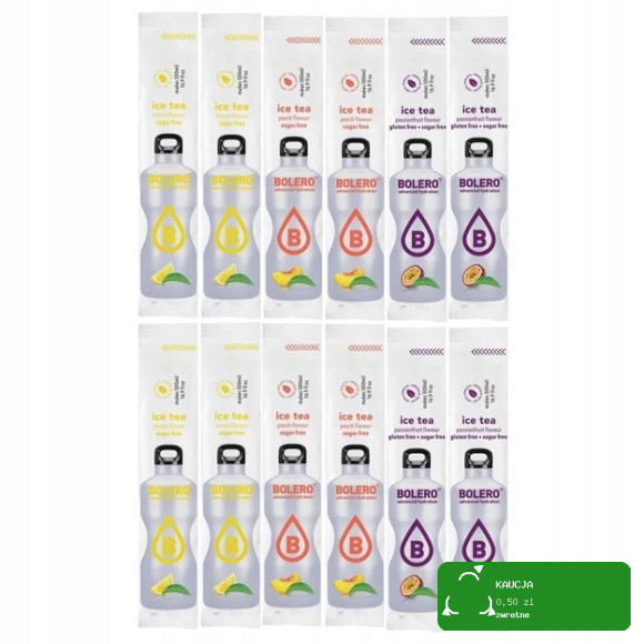 12X BOLERO DRINK NAPÓJ w proszku 3G ICE TEA MIX ZESTAW HERBAT MROŻONYCH