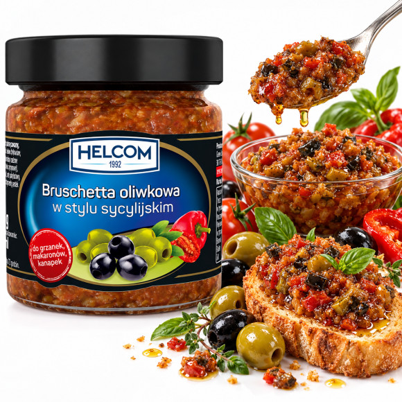 Helcom BRUSCHETTA OLIWKOWA W STYLU SYCYLIJSKIM oliwki i warzywa 190G 225ml
