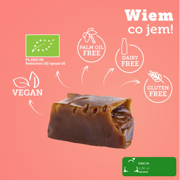 Eko KRÓWKI WEGAŃSKIE BEZMLECZNE TOFFI BEZ GLUTENU LAKTOZY 100g Super FUDGIO