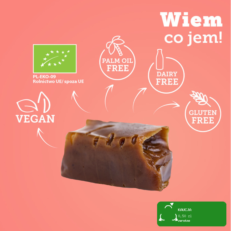 Eko KRÓWKI WEGAŃSKIE BEZMLECZNE TOFFI BEZ GLUTENU LAKTOZY 100g Super FUDGIO