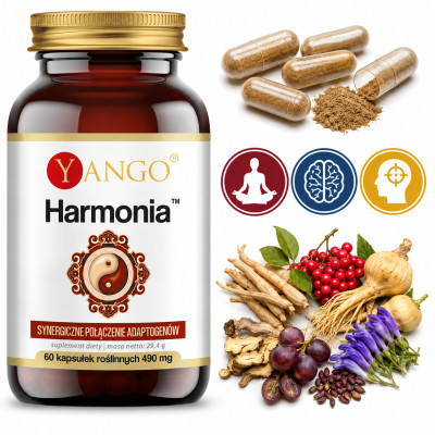 Yango HARMONIA 60kapsułek adaptogeny MACA ASHWAGANDHA ŻEŃ-SZEŃ CYTRYNIEC