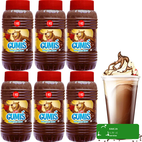 GUMIŚ KAKAO ROZPUSZCZALNE INSTANT z WITAMINAMI 1KG x6 na 150 napojów! 6KG