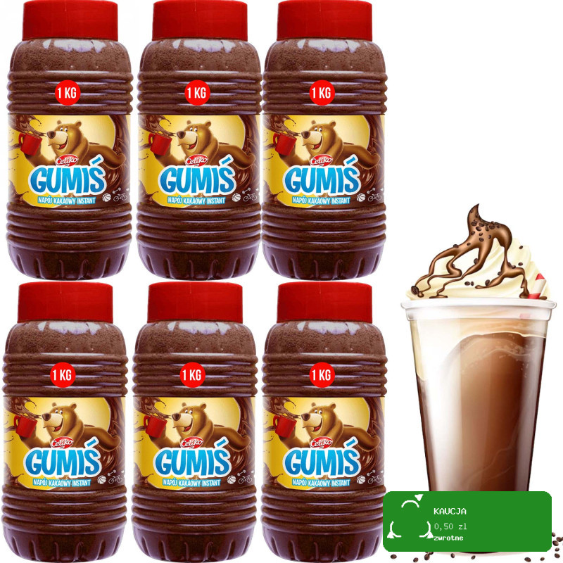 GUMIŚ KAKAO ROZPUSZCZALNE INSTANT z WITAMINAMI 1KG x6 na 150 napojów! 6KG