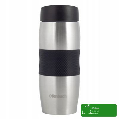 KUBEK TERMICZNY TERMIN BIDON 380ml SZARO-CZARNY OFENBACH stal nierdzewna