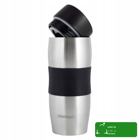 KUBEK TERMICZNY TERMIN BIDON 380ml SZARO-CZARNY OFENBACH stal nierdzewna