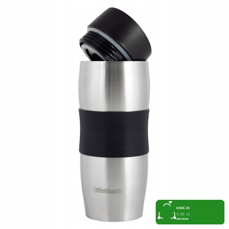 KUBEK TERMICZNY TERMIN BIDON 380ml SZARO-CZARNY OFENBACH stal nierdzewna