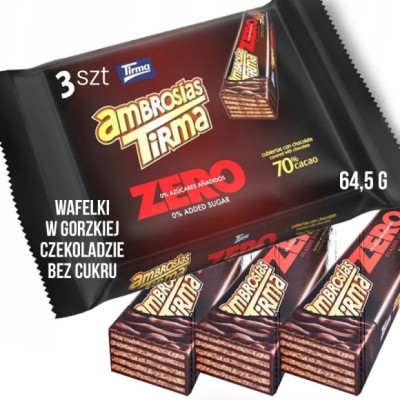 Tirma WAFELKI W GORZKIEJ CZEKOLADZIE BEZ CUKRU dla