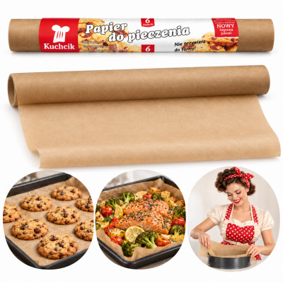 PAPIER DO PIECZENIA DWUSTRONNIE SILIKONOWANY Kuchenn brązowy 6x29cm KUCHCIK