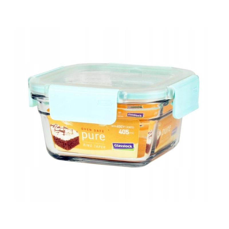 POJEMNIK SZKLANY na żywność 405ml 11x11x6cm GLASSLOCK szczelny LUNCHBOX