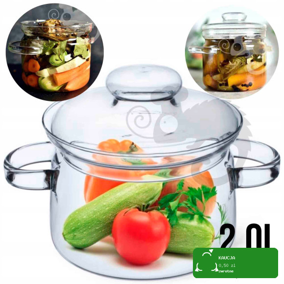 GARNEK SZKLANY Z POKRYWKĄ GOURMET 2l SIMAX szkło żaroodporne borokrzemowe