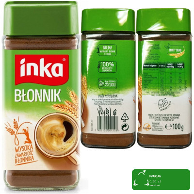 INKA BŁONNIK wzbogacona w błonnik KAWA ZBOŻOWA ROZPUSZCZALNA 100g słoik