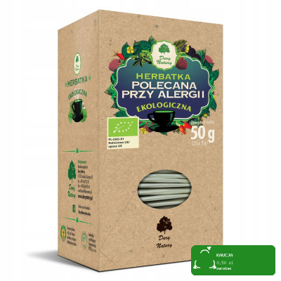POLECANA PRZY ALERGII mieszanka ziół EKO 50g DARY NATURY wsparcie: ALERGIA