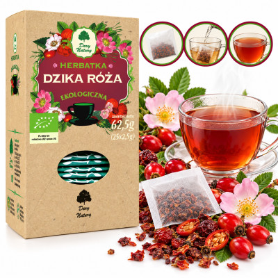 DZIKA RÓŻA Herbatka EKO 62,5g saszetki Dary Natury NATURALNA WITAMINA C