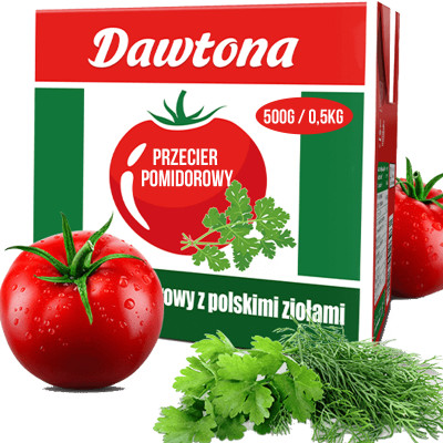 DAWTONA PRZECIER POMIDOROWY Z PITRUSZKĄ i LUBCZYKIEM w kartonie passata di pomodoro 500g
