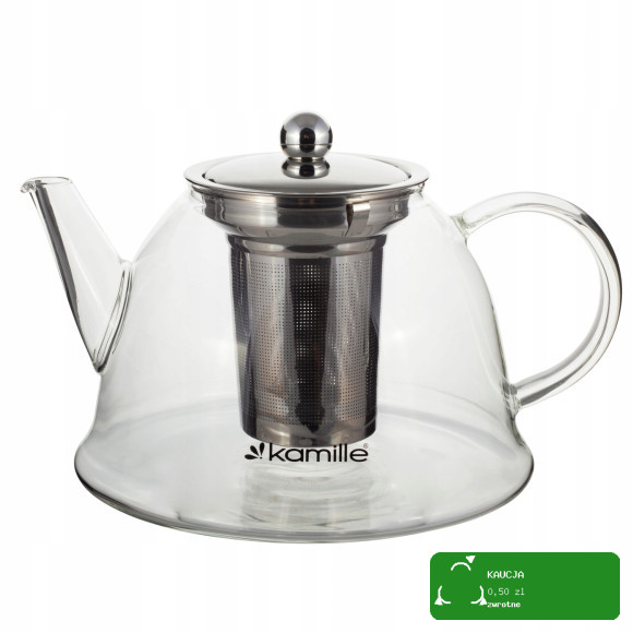 DZBANEK SZKLANY Z ZAPARZACZEM ZAPARZACZ do HERBATY ZIÓŁ 1500ml 1,5L Kamille