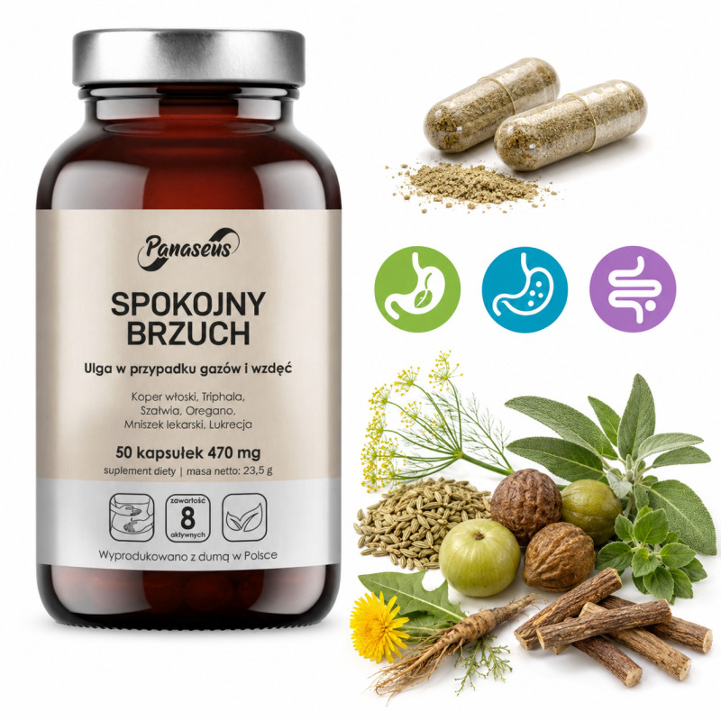 Yango Panaseus SPOKOJNY BRZUCH 50kps Naturalny skład TRIPHALA KOPER MNISZEK