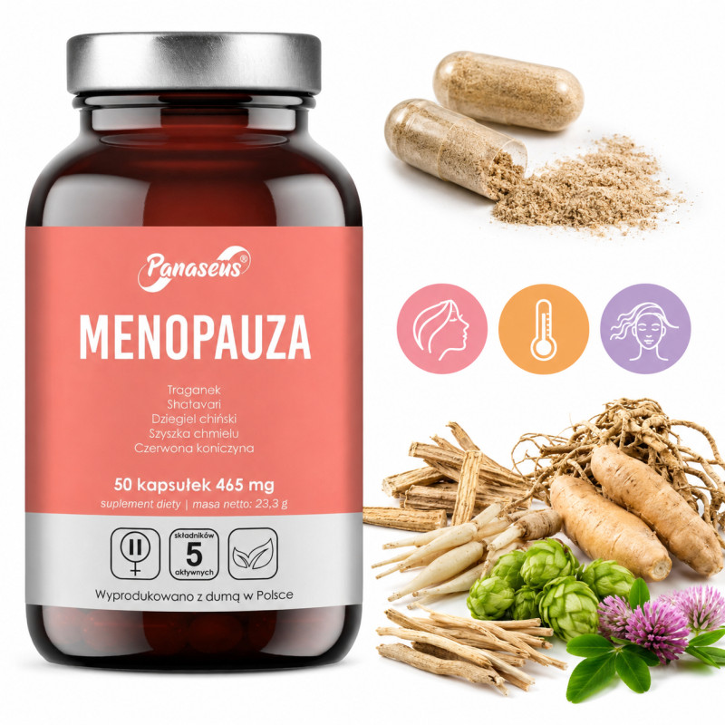 Yango Panaseus MENOPAUZA 50kps Shatavari Czerwona koniczyna Traganek Chmiel