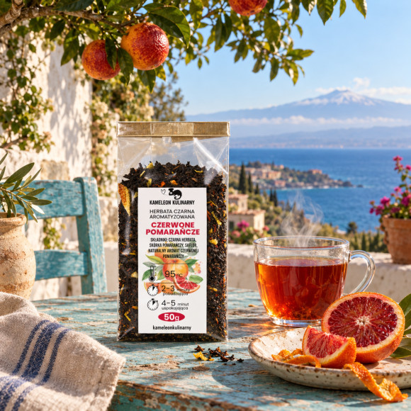 KAMELEON KULINARNY HERBATA CZARNA aromatyzowana CZERWONE POMARAŃCZE 50G