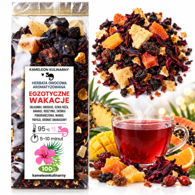 KAMELEON KULINARNY HERBATA OWOCOWA aromatyzowana EGZOTYCZNE WAKACJE 100g