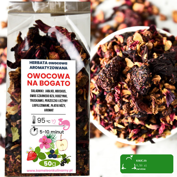KAMELEON KULINARNY HERBATA aromatyzowana OWOCOWA NA BOGATO  50G