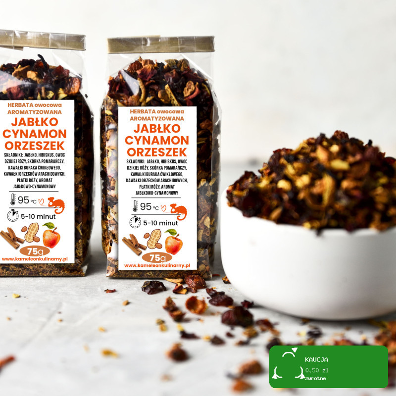 KAMELEON KULINARNY HERBATA OWOCOWA aromatyzowana JABŁKO CYNAMON ORZECH 75g