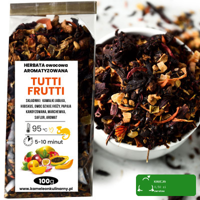 KAMELEON KULINARNY HERBATA OWOCOWA aromatyzowana TUTTI FRUTTI  100g