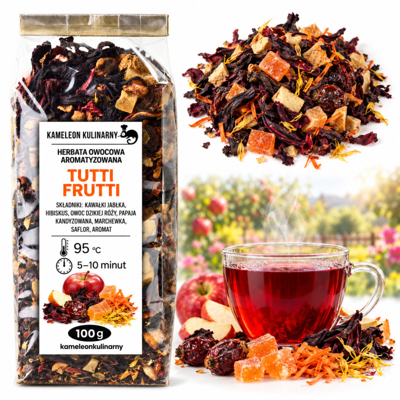 KAMELEON KULINARNY HERBATA OWOCOWA aromatyzowana TUTTI FRUTTI  100g