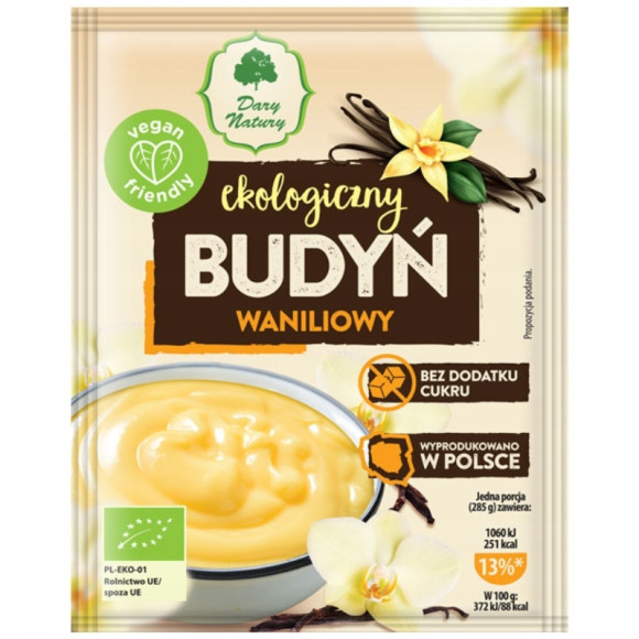 Dary Natury BUDYŃ WANILIOWY EKO Z WANILIĄ KURKUMĄ BEZ CUKRU 40g