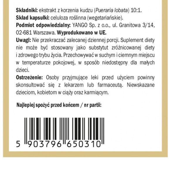 Yango KUDZU KORZEŃ 90kps wsparcie NAŁOGI UZALEŻNIENIA U. KRWIONOŚNY NERWOWY